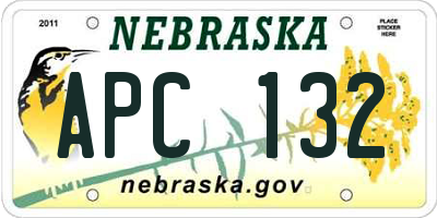 NE license plate APC132