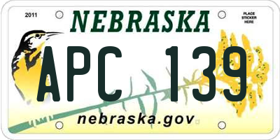 NE license plate APC139