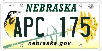 NE license plate APC175