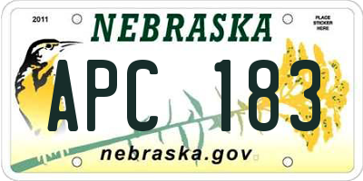 NE license plate APC183