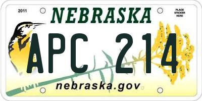 NE license plate APC214
