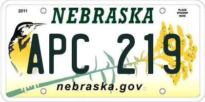 NE license plate APC219