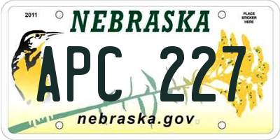 NE license plate APC227