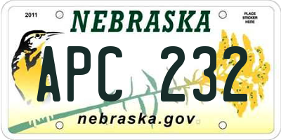 NE license plate APC232