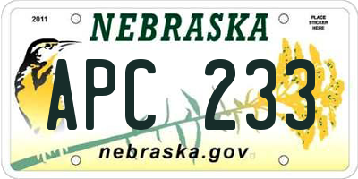 NE license plate APC233