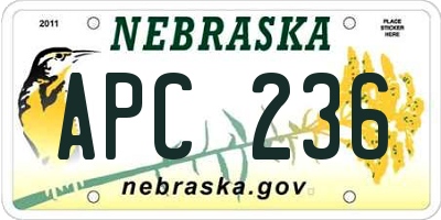 NE license plate APC236