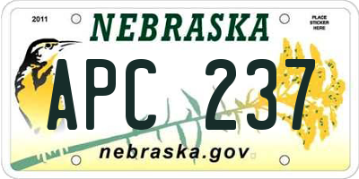 NE license plate APC237