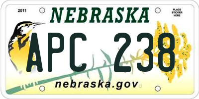 NE license plate APC238