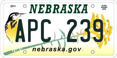 NE license plate APC239
