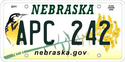 NE license plate APC242