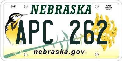 NE license plate APC262