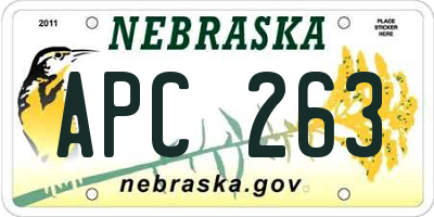 NE license plate APC263