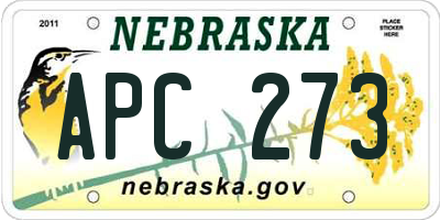 NE license plate APC273