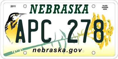 NE license plate APC278