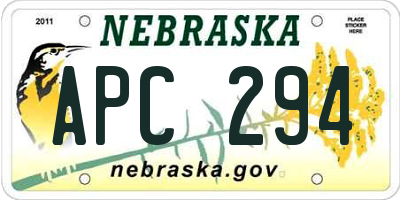 NE license plate APC294