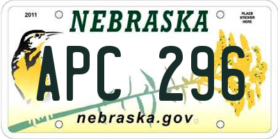 NE license plate APC296