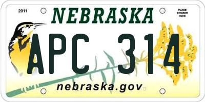 NE license plate APC314