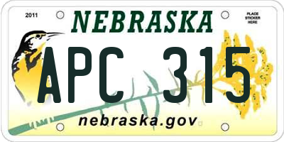 NE license plate APC315