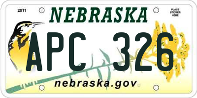 NE license plate APC326