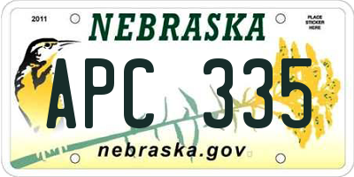 NE license plate APC335