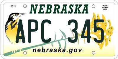 NE license plate APC345