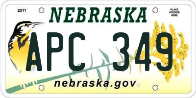 NE license plate APC349