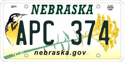 NE license plate APC374