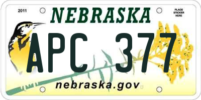 NE license plate APC377
