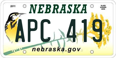 NE license plate APC419