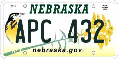 NE license plate APC432