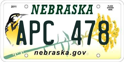 NE license plate APC478