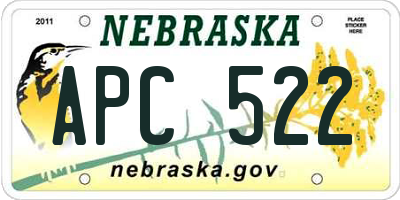 NE license plate APC522