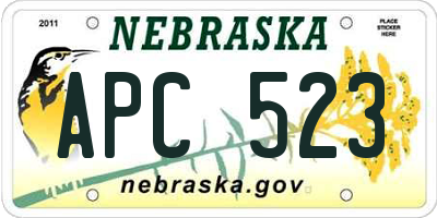 NE license plate APC523