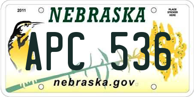 NE license plate APC536