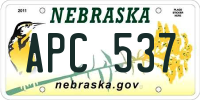 NE license plate APC537