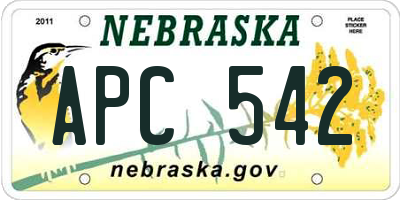 NE license plate APC542