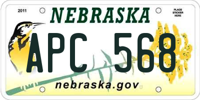 NE license plate APC568