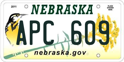 NE license plate APC609