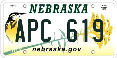 NE license plate APC619