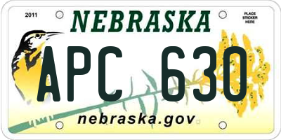 NE license plate APC630