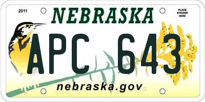 NE license plate APC643