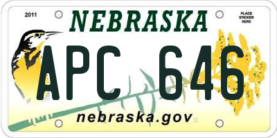 NE license plate APC646