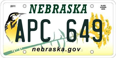 NE license plate APC649