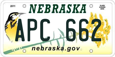 NE license plate APC662