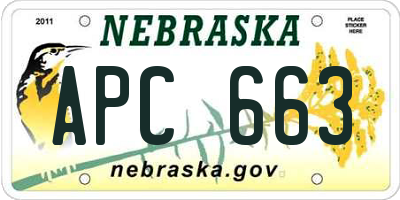 NE license plate APC663
