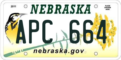 NE license plate APC664