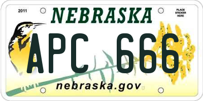 NE license plate APC666