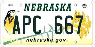 NE license plate APC667
