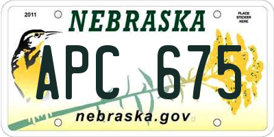 NE license plate APC675