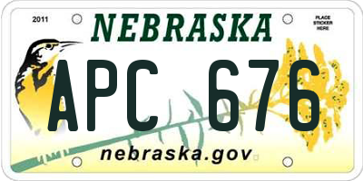 NE license plate APC676